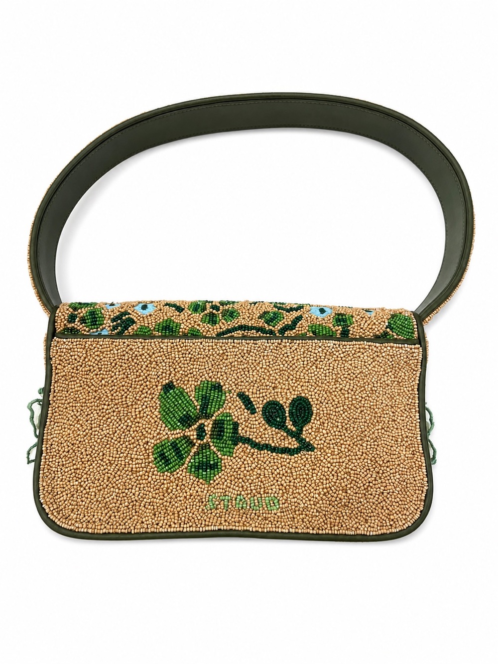 STAUD | Tommy Rare Moss Floral Beaded Shoulder Bag with Floral Appliqué - Picture 7 of 13